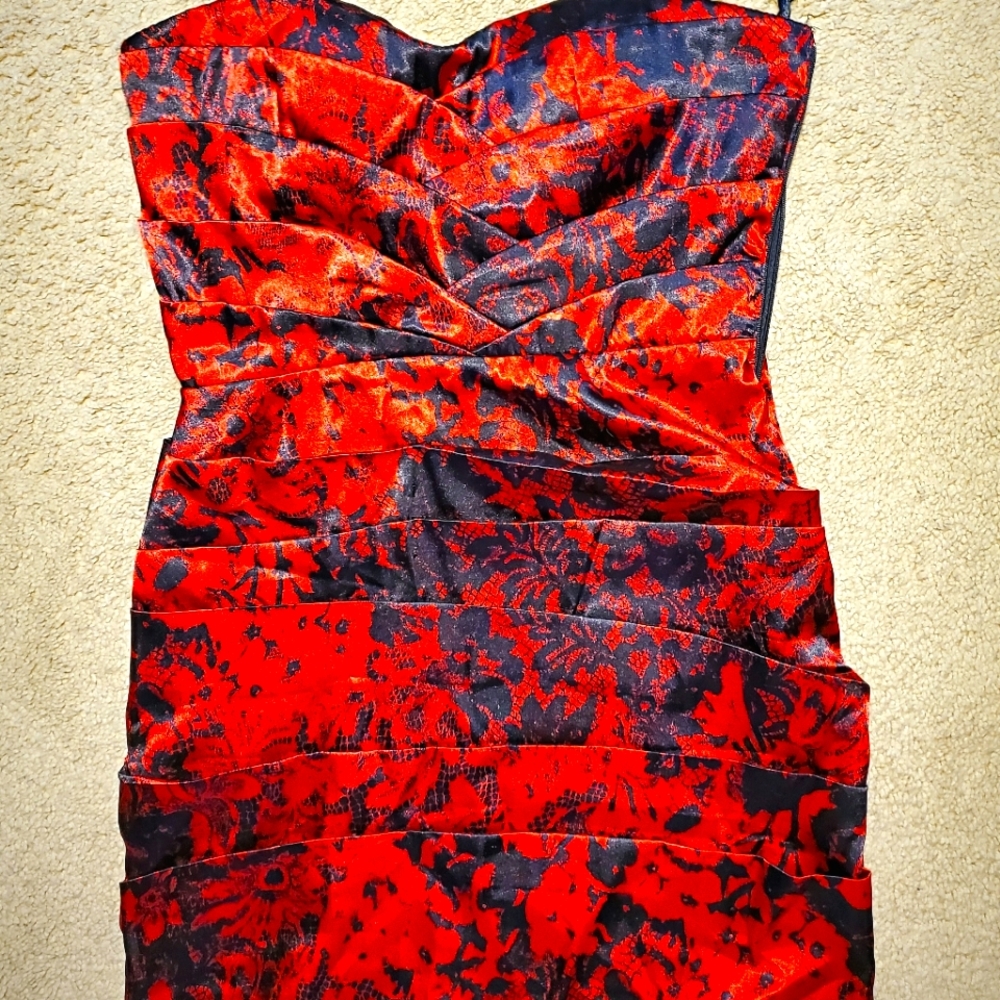 NWOT Red And Black Lace Cocktail Dress Size 9